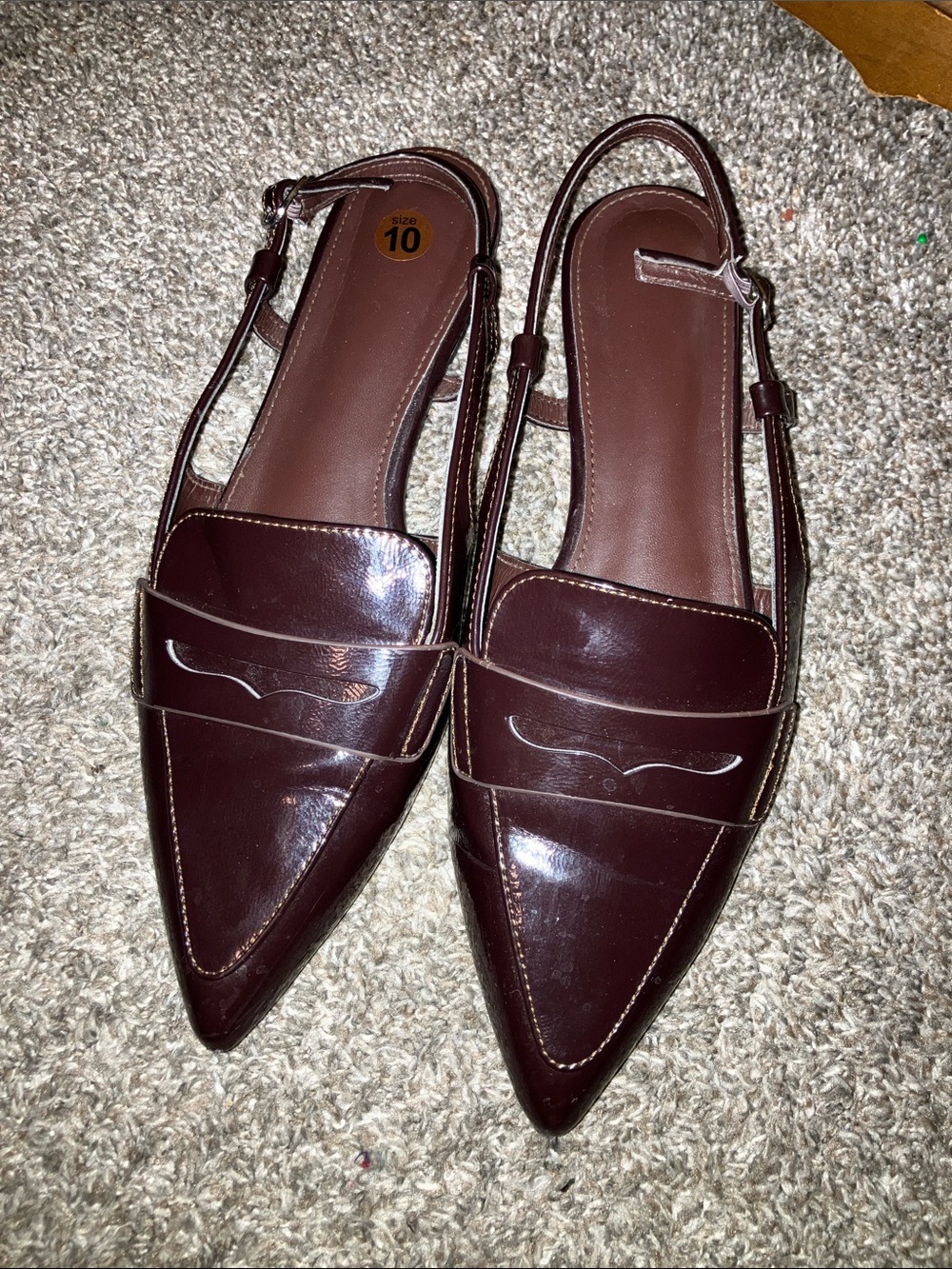Cider Pointed Slingback Loafers in Dark Brown Size 10